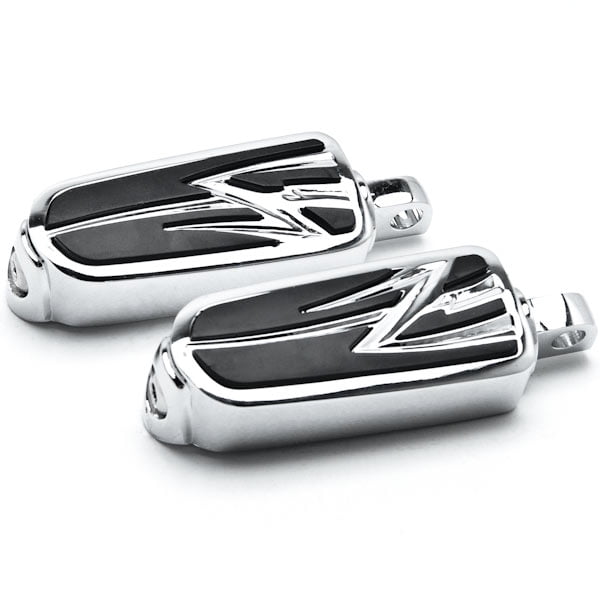 Chrome Wing Foot Pegs Rests For Harley-Davidson Male Style Footpeg Mount